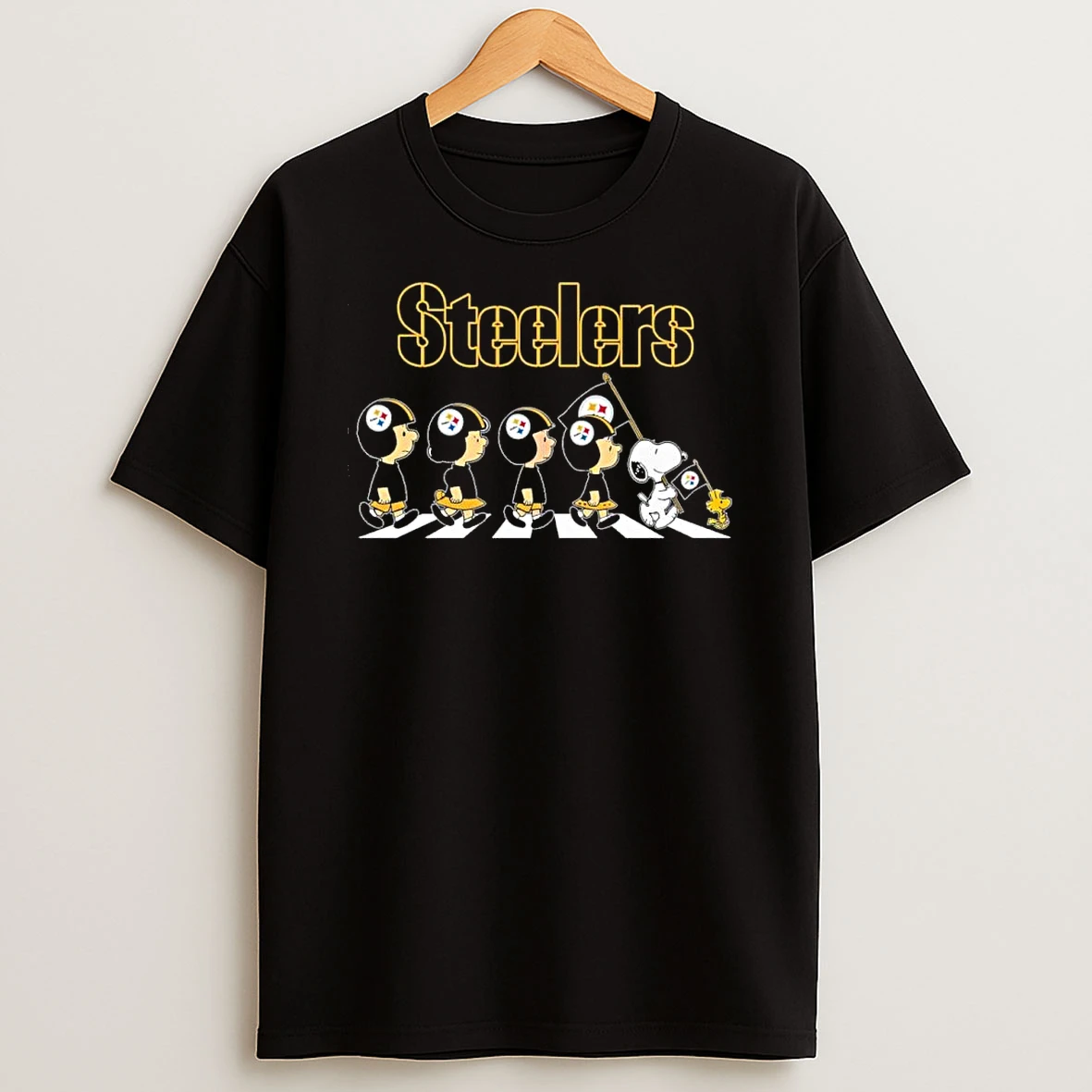 The Peanuts And Friends Abbey Road X Pittsburgh Steelers Shirts