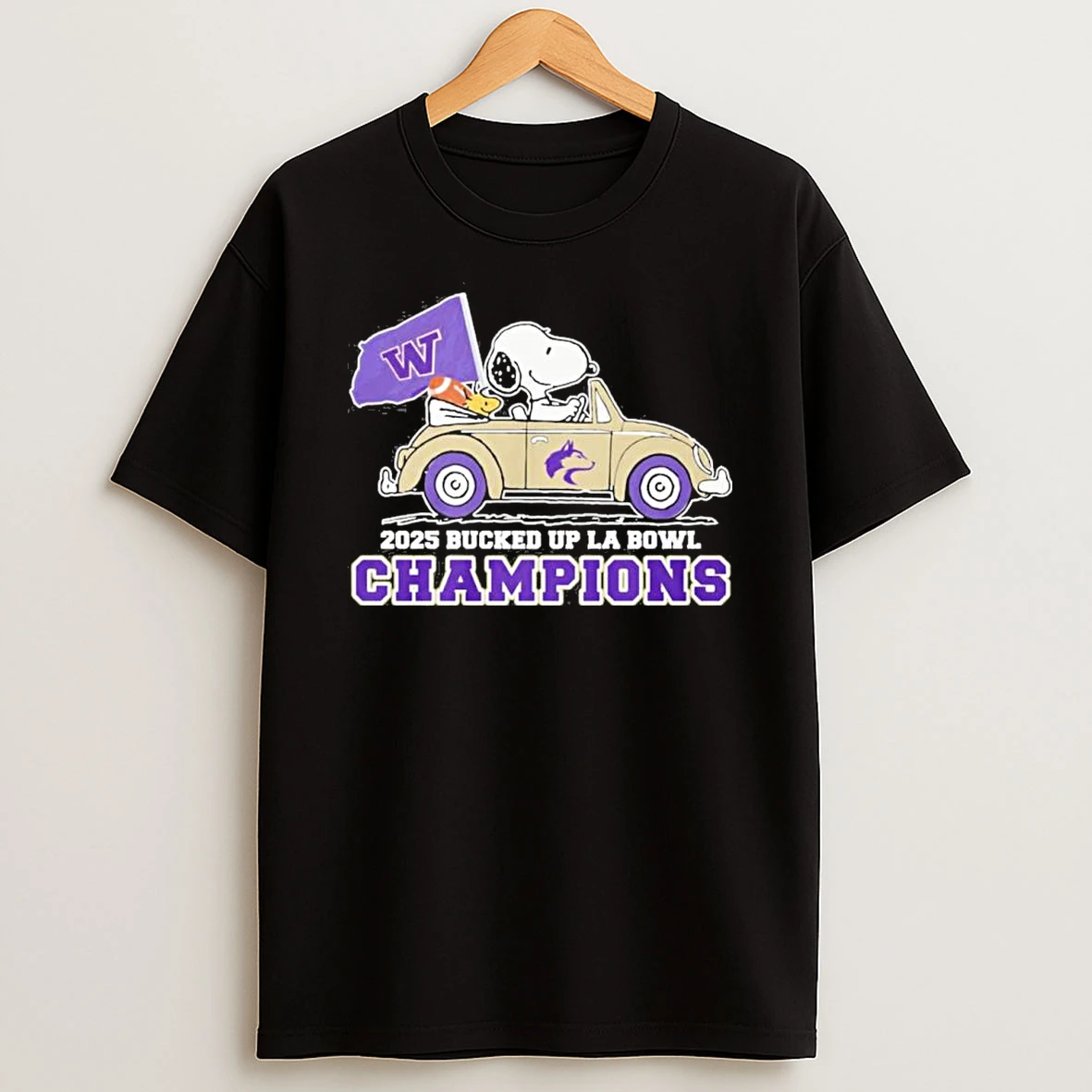 The Peanuts Driving Car X Washington Huskies La Bowl Champions Shirts