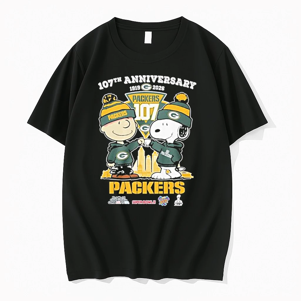 The Peanuts Fist Bump X Green Bay Packers 107th Anniversary Shirts