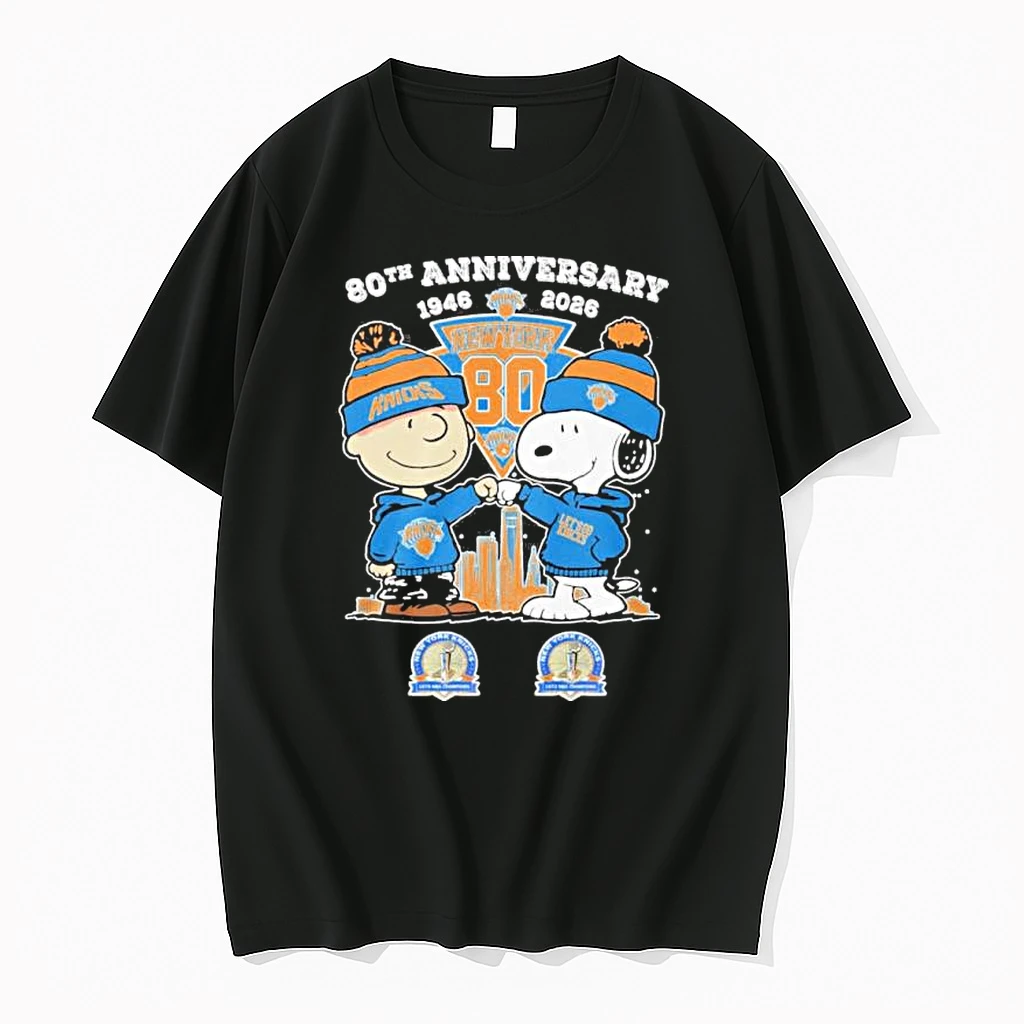 The Peanuts Fist Bump X New York Knicks 80th Anniversary 1946 2026 Shirts