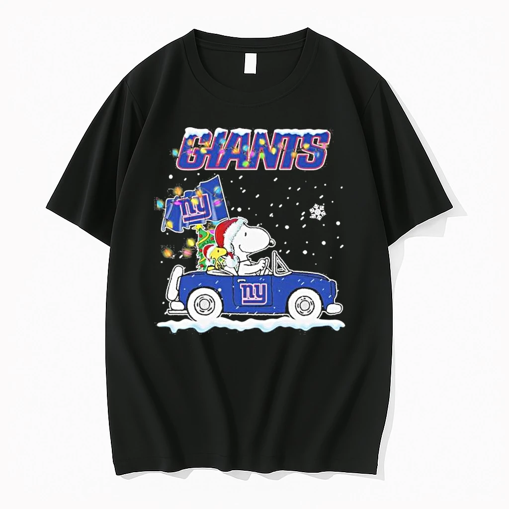 The Peanuts X New York Giants Driving Car Christmas Shirts