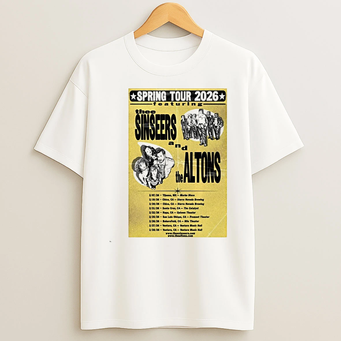 Thee Sinseers And The Altons Spring 2026 Shows Shirts