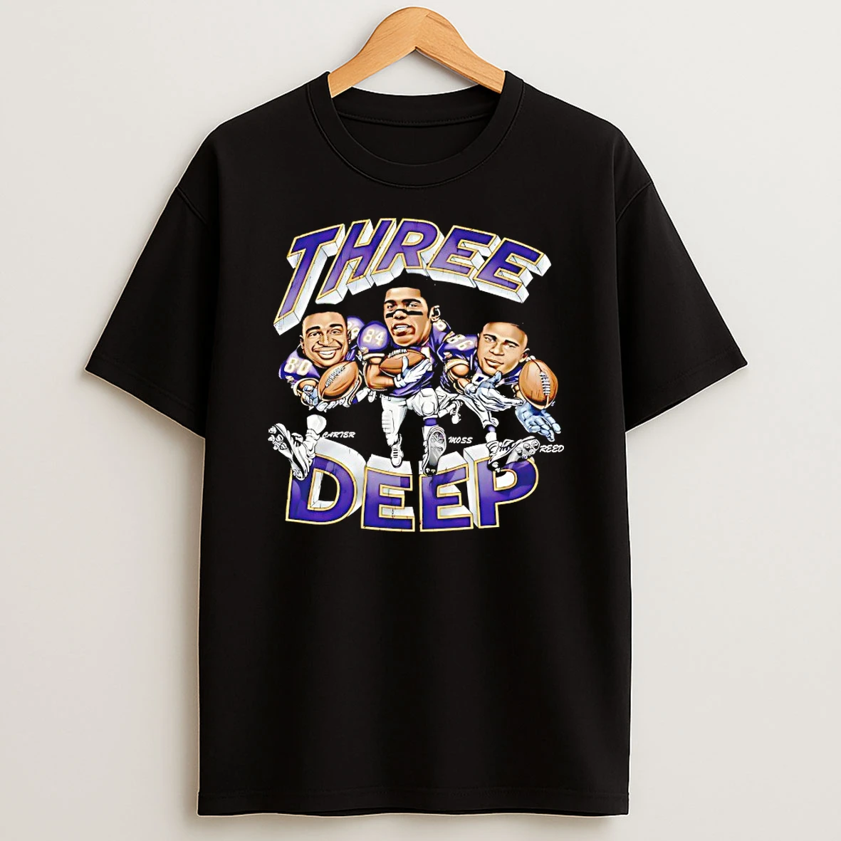 Three Deep Cris Carter Randy Moss Jordan Reed Shirts