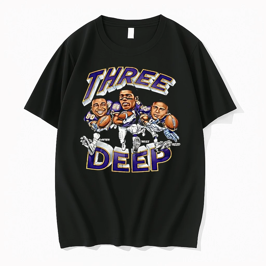 Three Deep Jake Reed Randy Moss Cris Carter Graphic Shirts