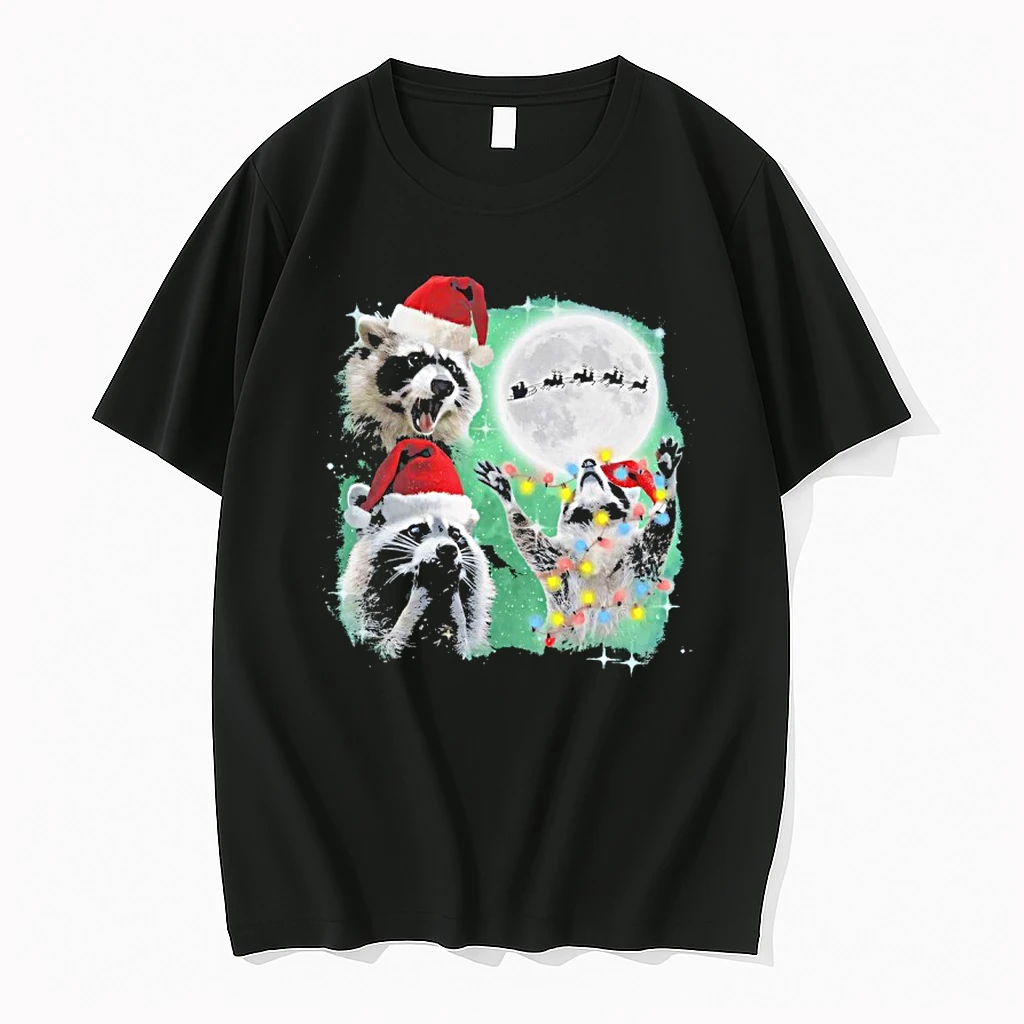 Three Raccoons With The Moon Christmas Shirts
