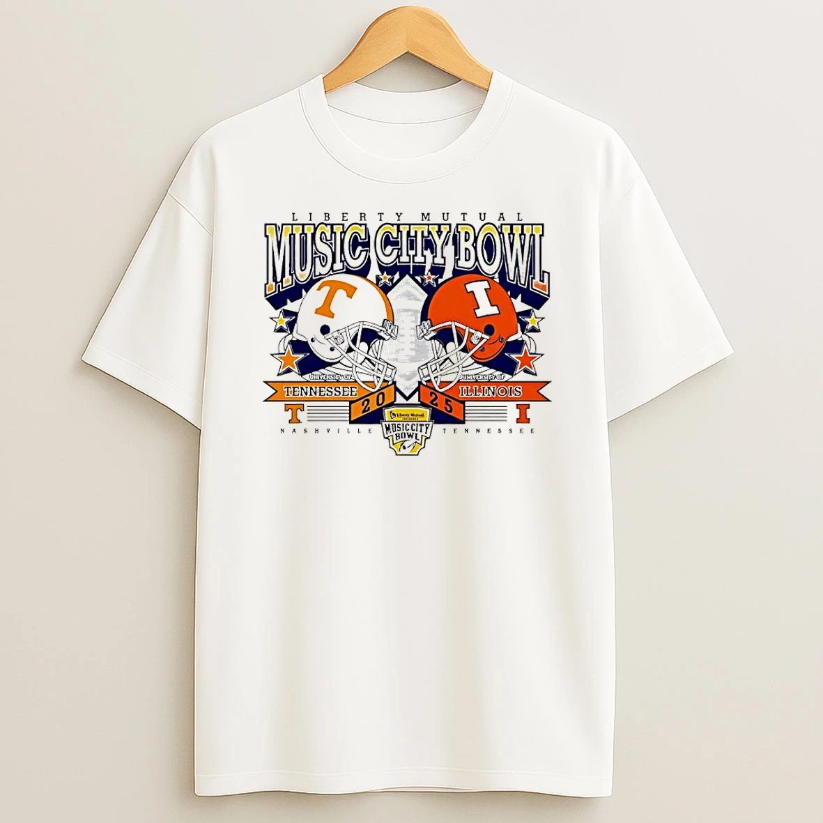 Top Tennessee Volunteers Vs Illinois Fighting Illini Liberty Mutual Music City Bowl 2025 Shirts