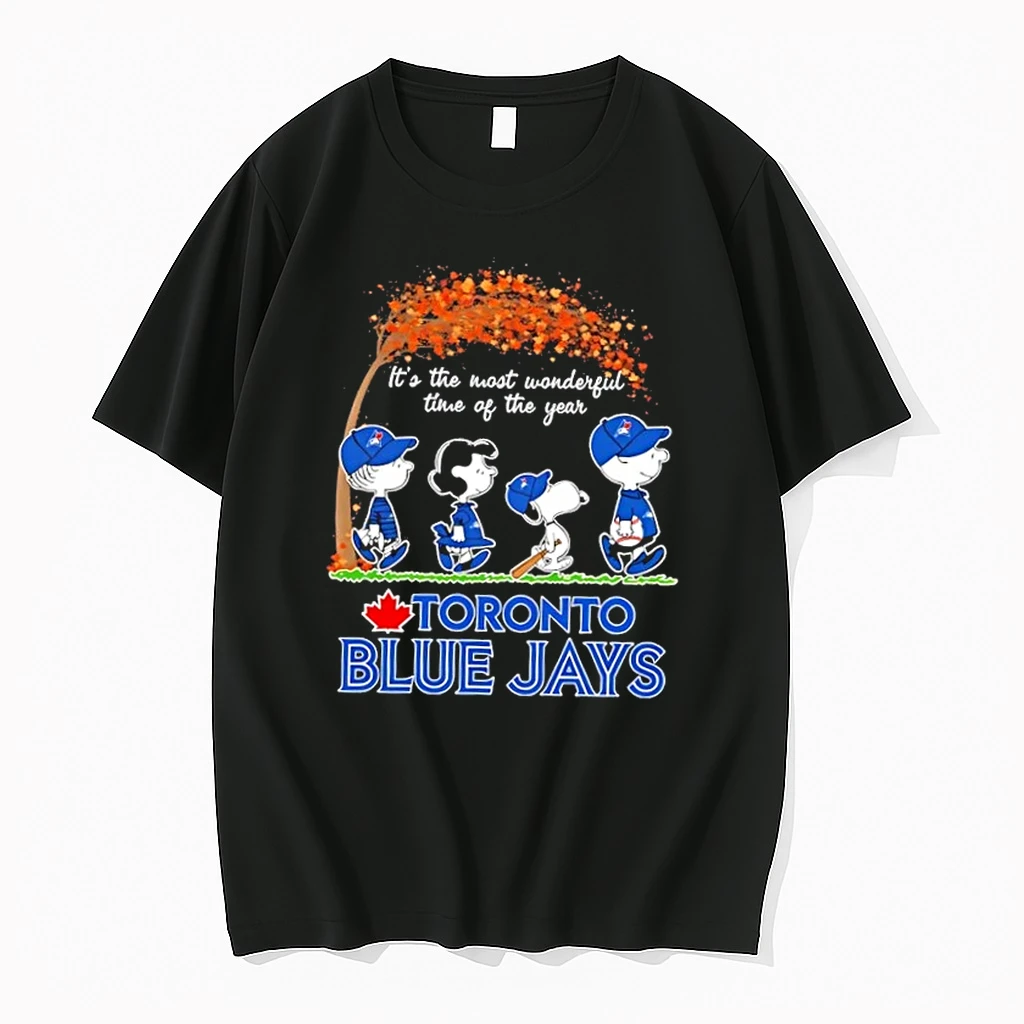 Toronto Blue Jays X Peanuts Snoopy And Friends Autumn Its The Most Wonderful Time Of The Year Shirts