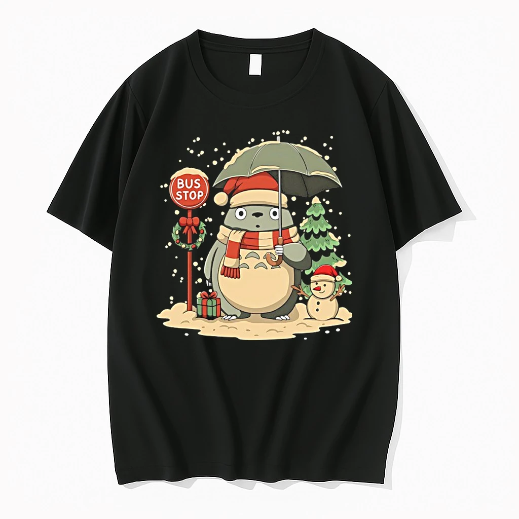 Totoro And Snowman Bus Stop Christmas 2025 Shirts