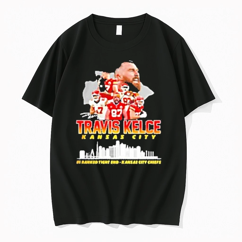 Travis Kelce Kansas City Chiefs Football Number 1 Ranked Tight End Signature Shirts
