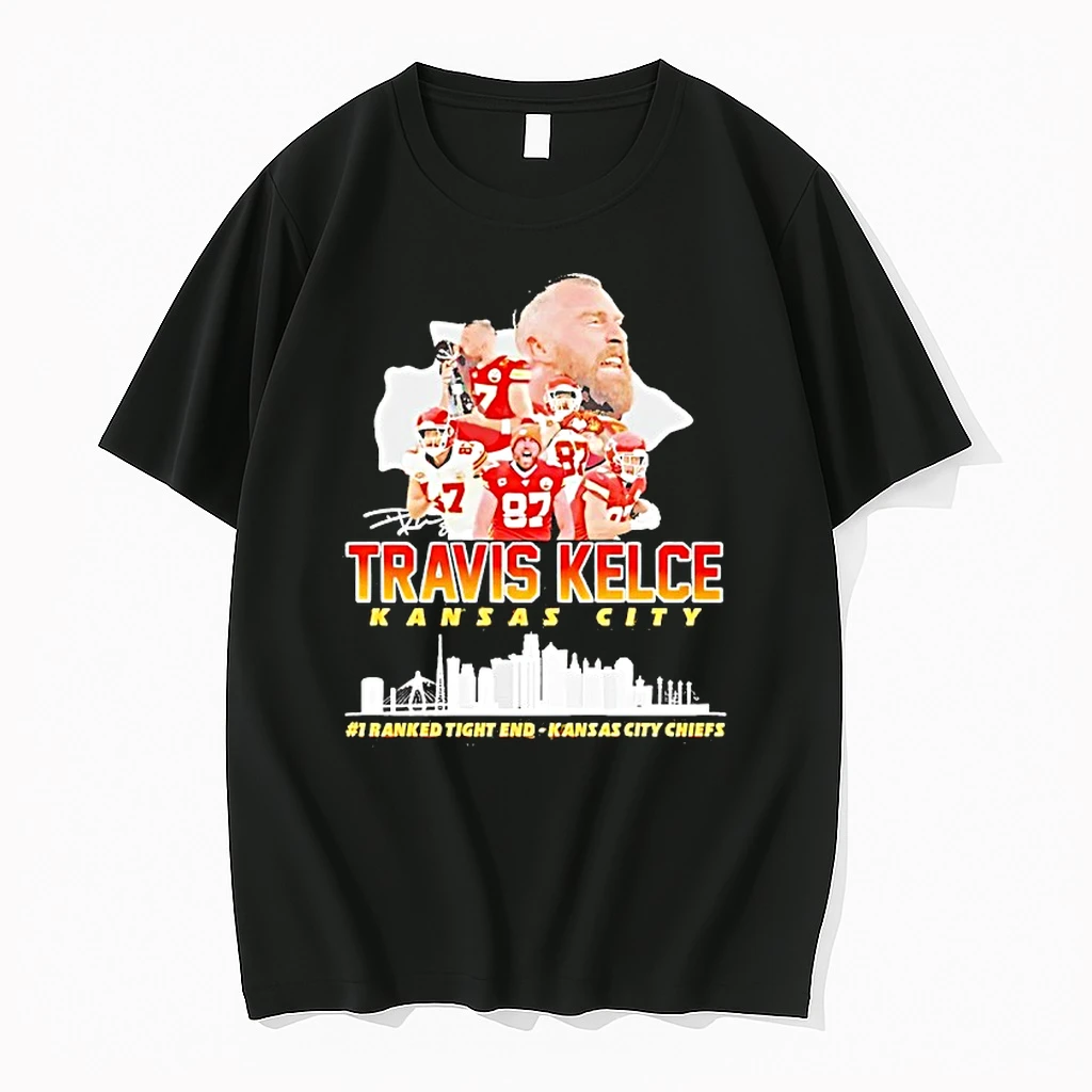 Travis Kelce Kansas City Chiefs City Skyline Signature Shirts