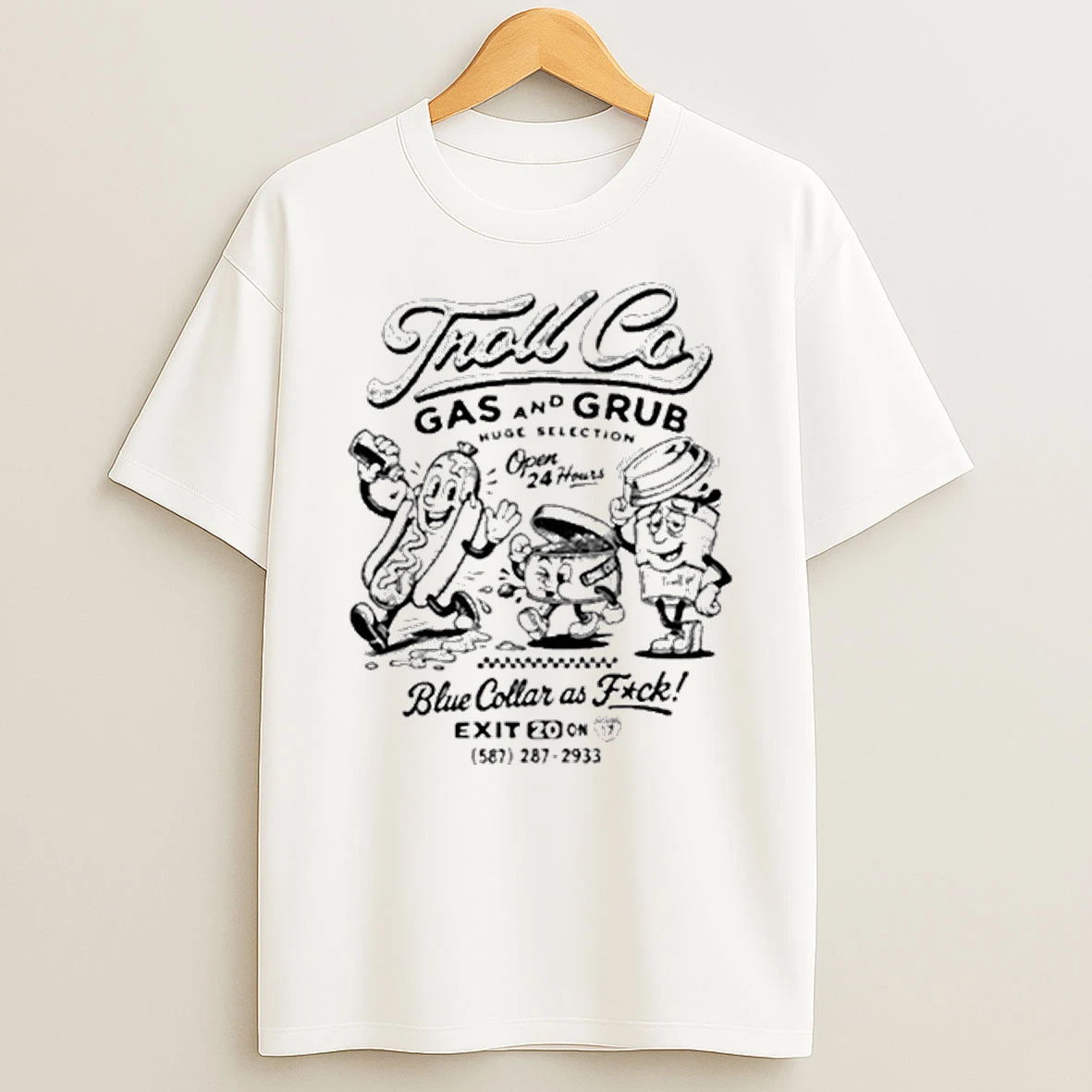Troll Co Gas And Grub Blue Collar As Fuck Hotdog Shirts