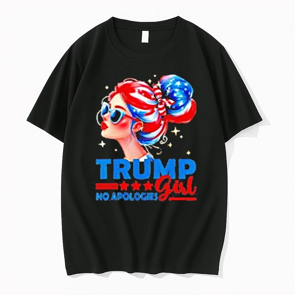 Trump Girl No Apologies American Flag Shirts