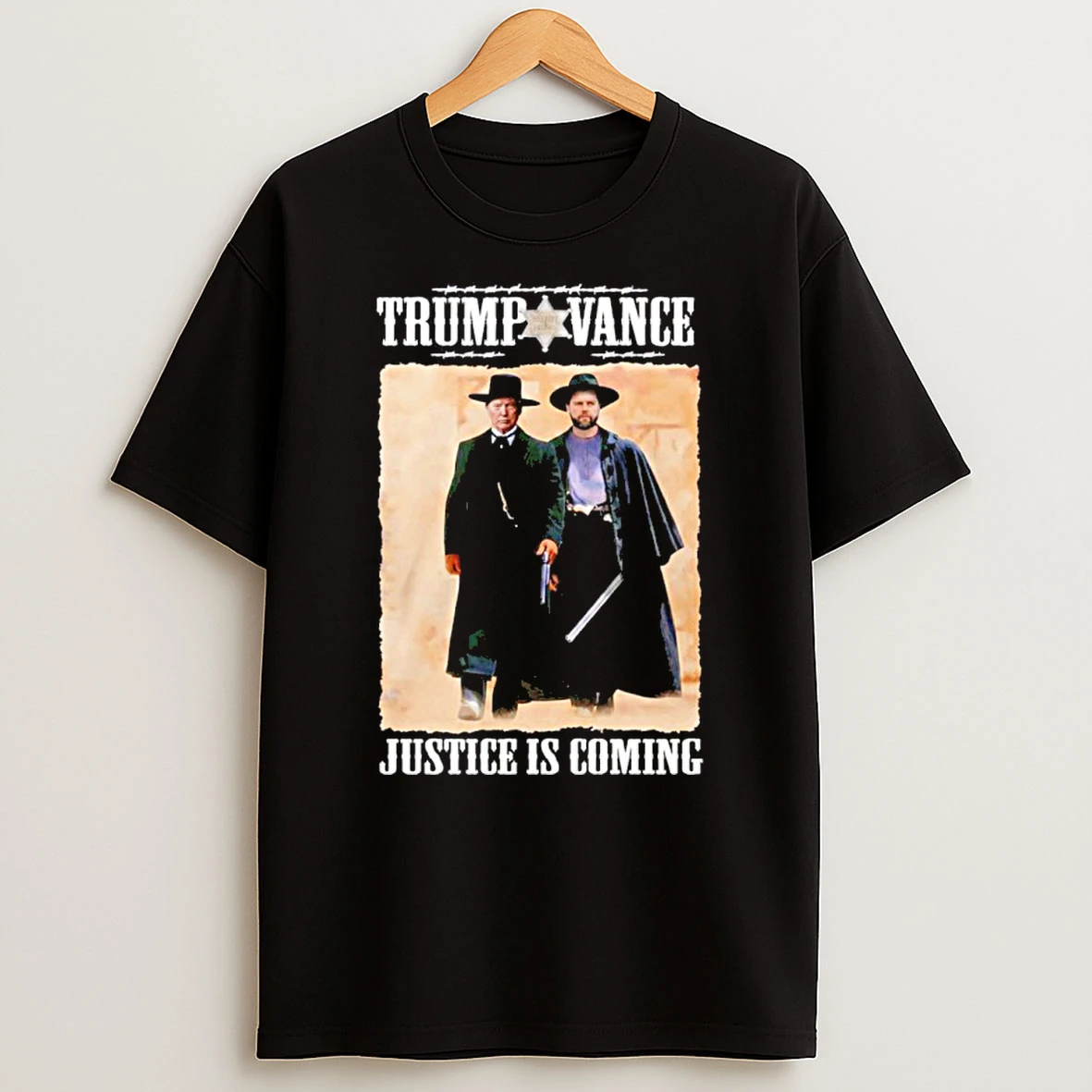 Trump Vance Tombstone Movie Justice Is Coming Shirts