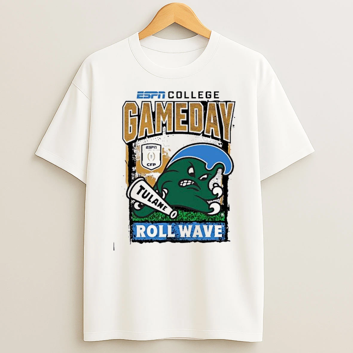 Tulane Green Wave Cfp Gameday 1st Round Mascot Roll Wave Shirts