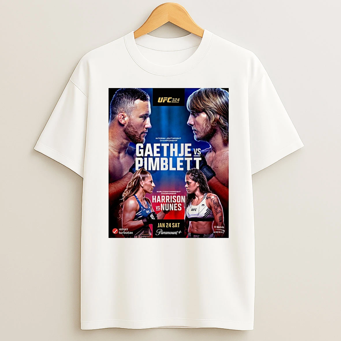 Ufc 324 Justin Gaethje Vs Paddy Pimblett Kayla Harrison Vs Amanda Nunes January 24 2026 Shirts