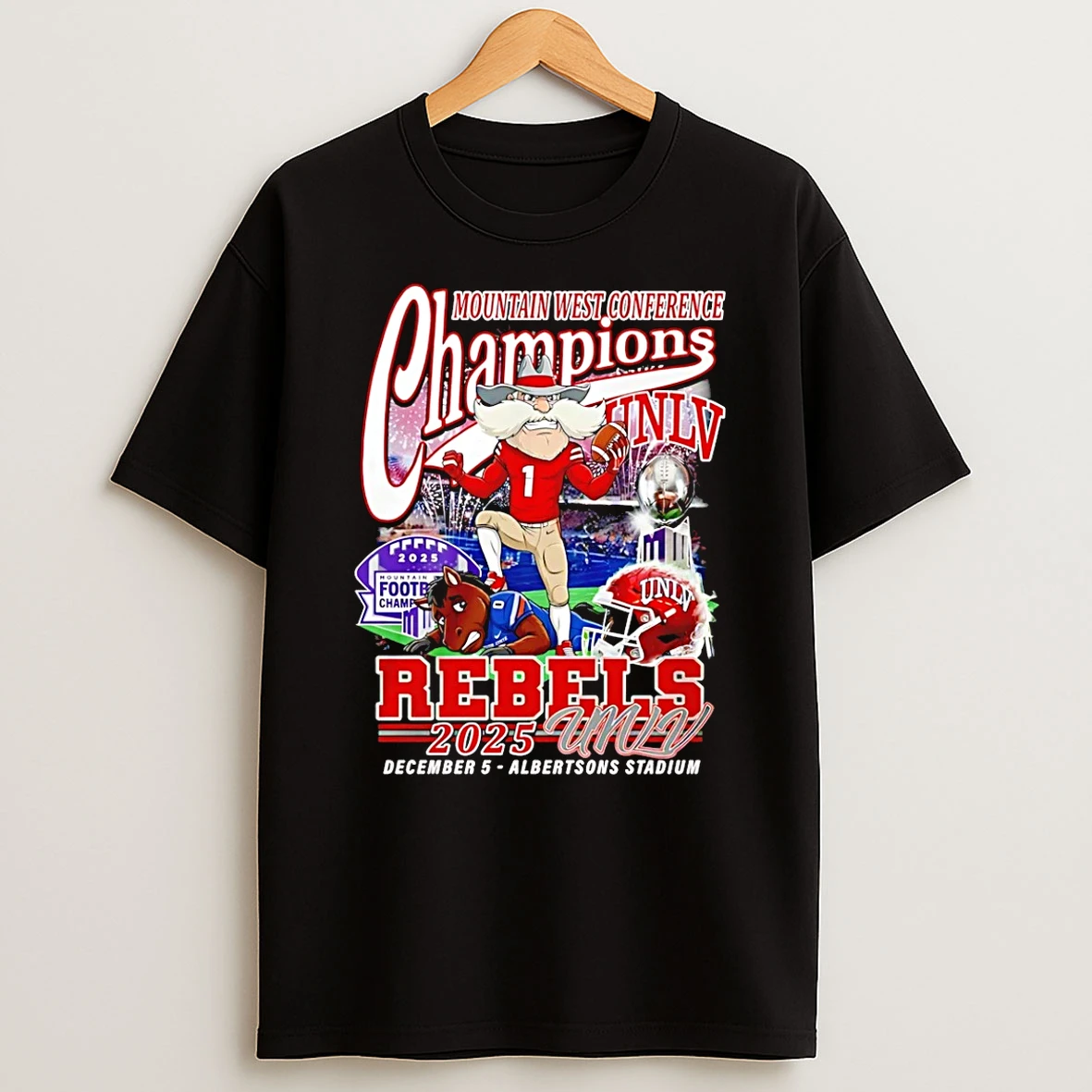 Unlv Rebels 2025 Mountain West Conference Champions Mascot Shirts