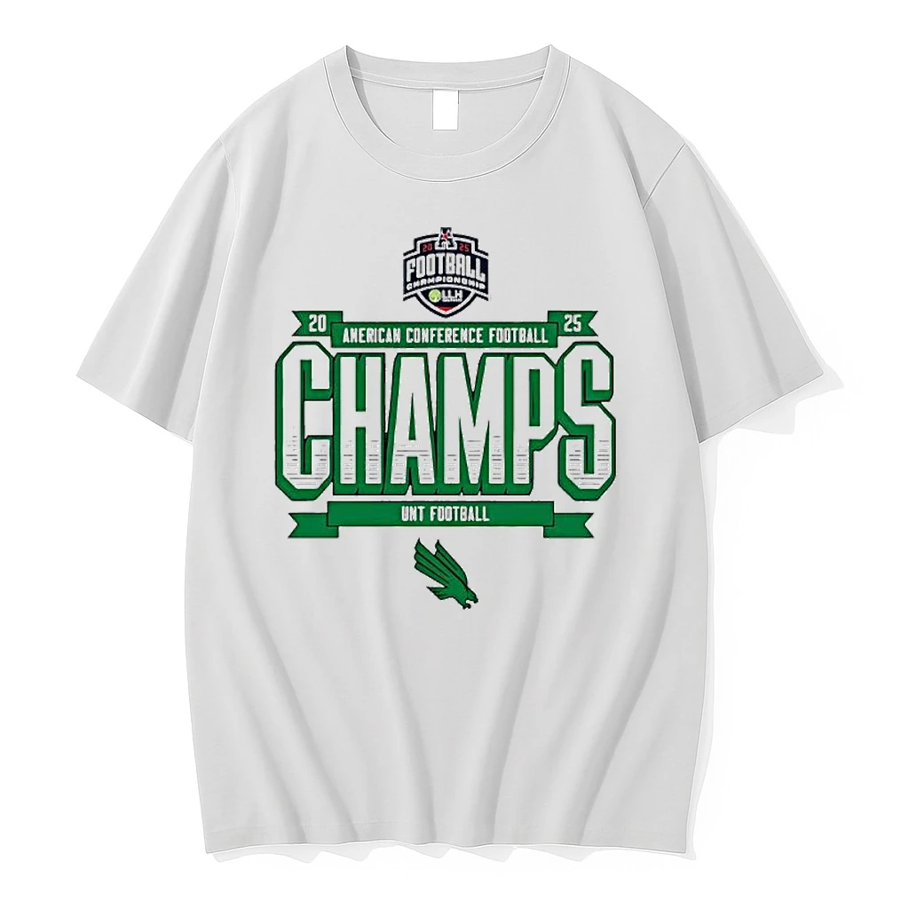 Unt Football 2025 Amercan Conference Champs Logo Shirts