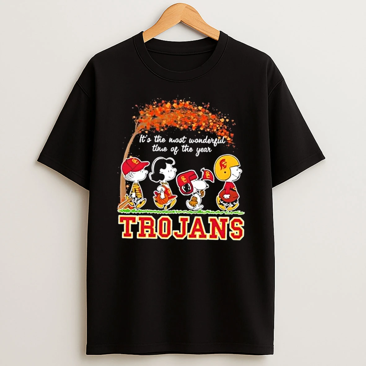 Usc Trojans X Peanuts Snoopy And Friends Autumn Its The Most Wonderful Time Of The Year Shirts