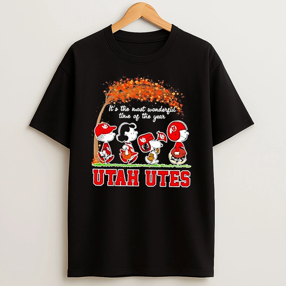 Utah Utes X Peanuts Snoopy And Friends Autumn Its The Most Wonderful Time Of The Year Shirts