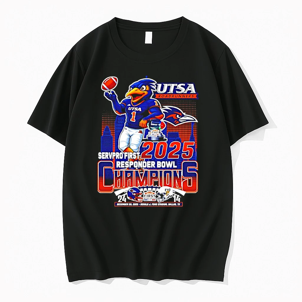 Utsa Roadrunners 2025 Servpro First Responder Bowl Champions Mascot Shirts