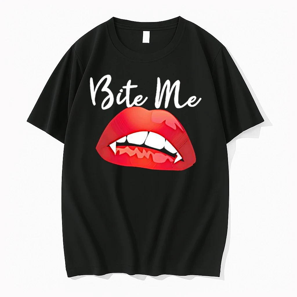 Vintage Bite Me Vampire Fangs Lips Shirts