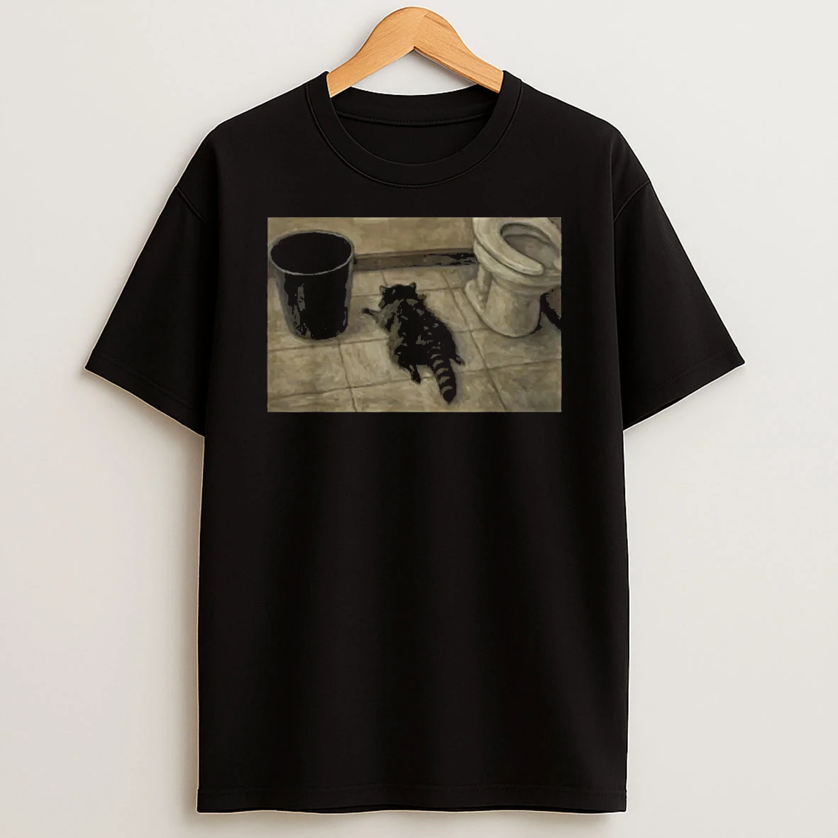 Vintage Drunk Raccoon Passes Out In Bathroom Meme Shirts
