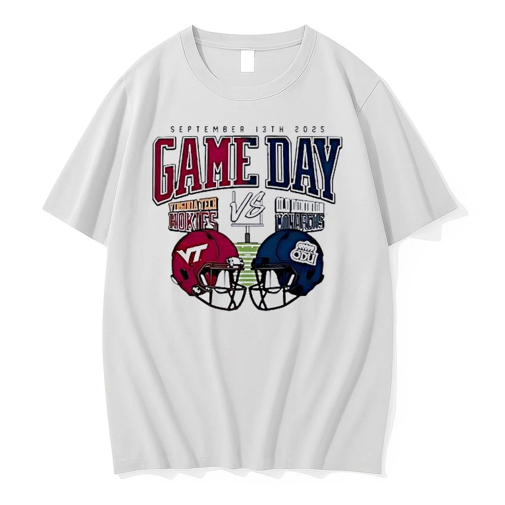 Virginia Tech Hokies Vs Old Dominion Monarchs Game Day 2025 Helmet Shirts