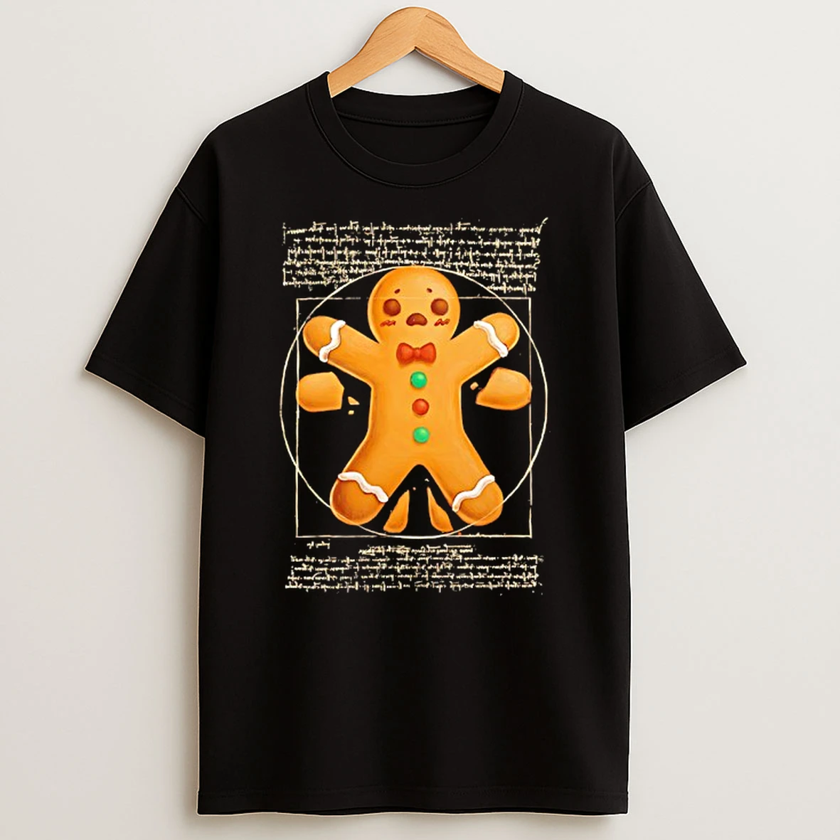Vitruvian Gingerbread Man In Circle Shirts