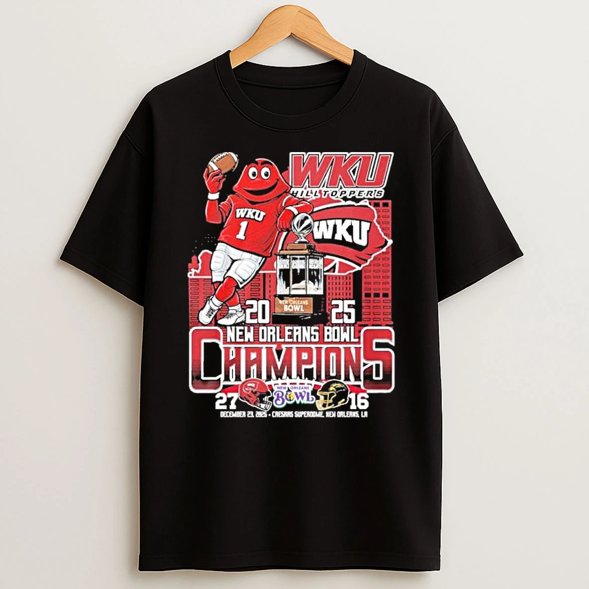 Wku Hilltoppers Mascot 2025 New Orleans Bowl Champions Score Shirts