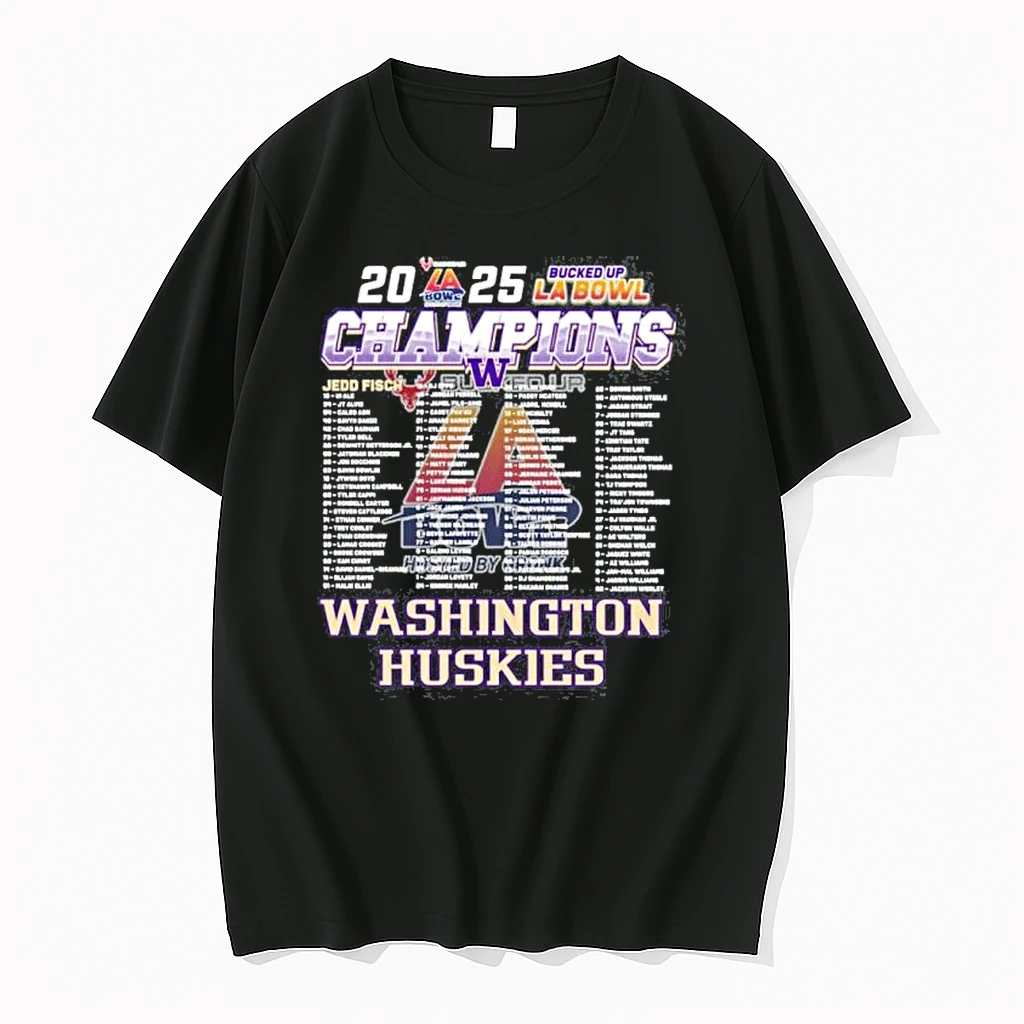 Washington Huskies 2025 Bucked Up La Bowl Champions Roster Shirts