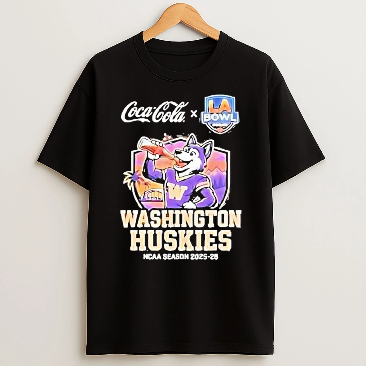Washington Huskies Coca Cola X La Bowl Hosted Ncaa Season 2025 26 Mascot Shirts