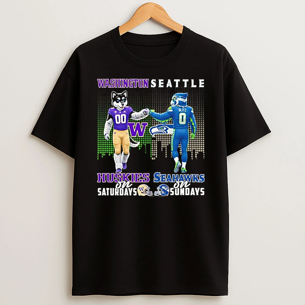 Washington Huskies On Saturdays X Seattle Seahawks On Sundays Mascot Shirts