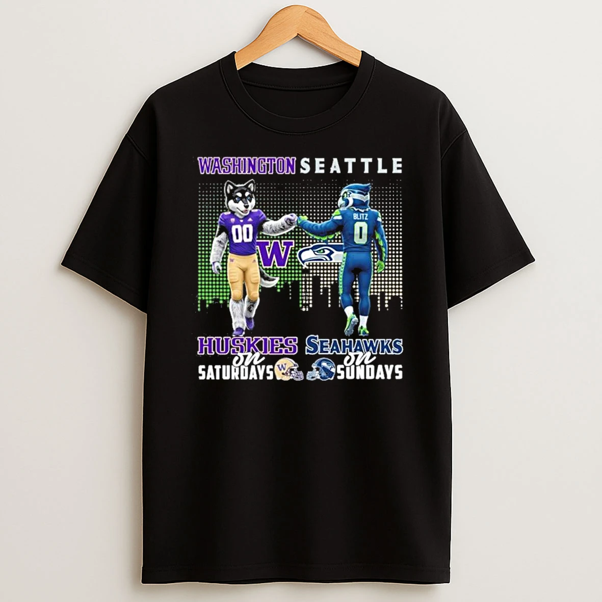 Washington Huskies Vs Seattle Seahawks Mascot On Saturdays And On Sundays Shirts