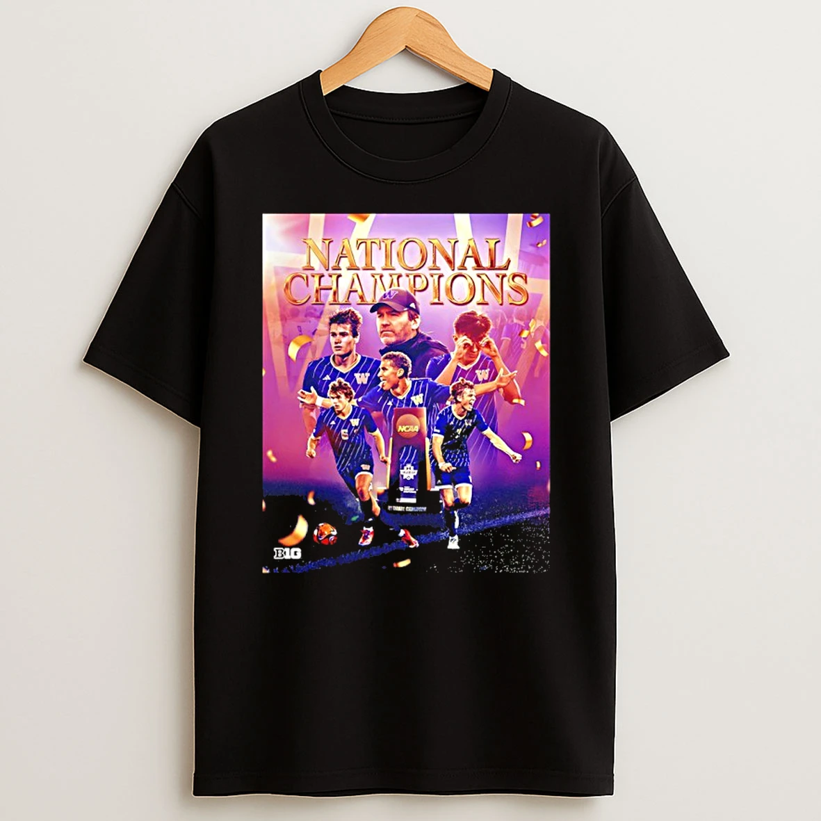 Washington Husky 2025 Ncaa Mens Soccer National Champions Trophy Shirts
