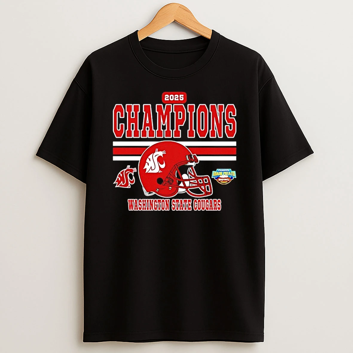 Washington State Cougars 2025 Potato Bowl Champions Helmet Shirts