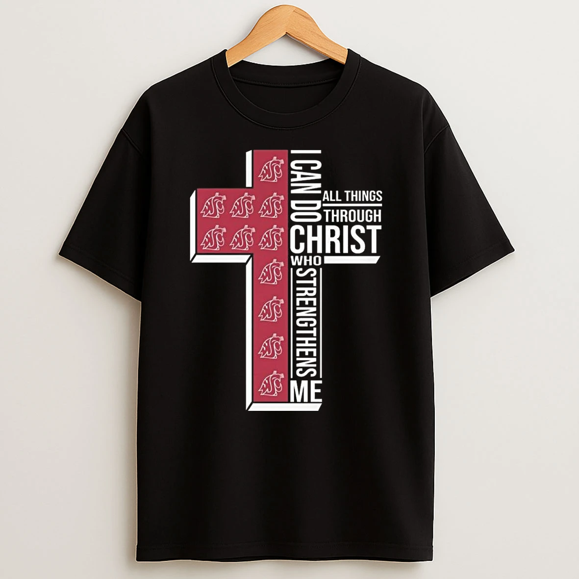 Washington State Cougars I Can Do All Things Through Christ Who Strengthens Me Cross 2026 Shirts