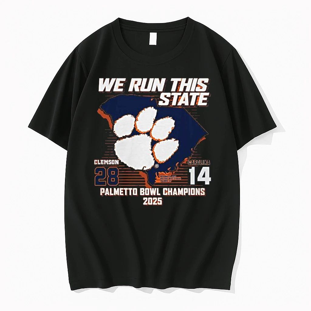 We Run This State Clemson Tigers 28 14 Carolina Palmetto Bowl Champions Shirts