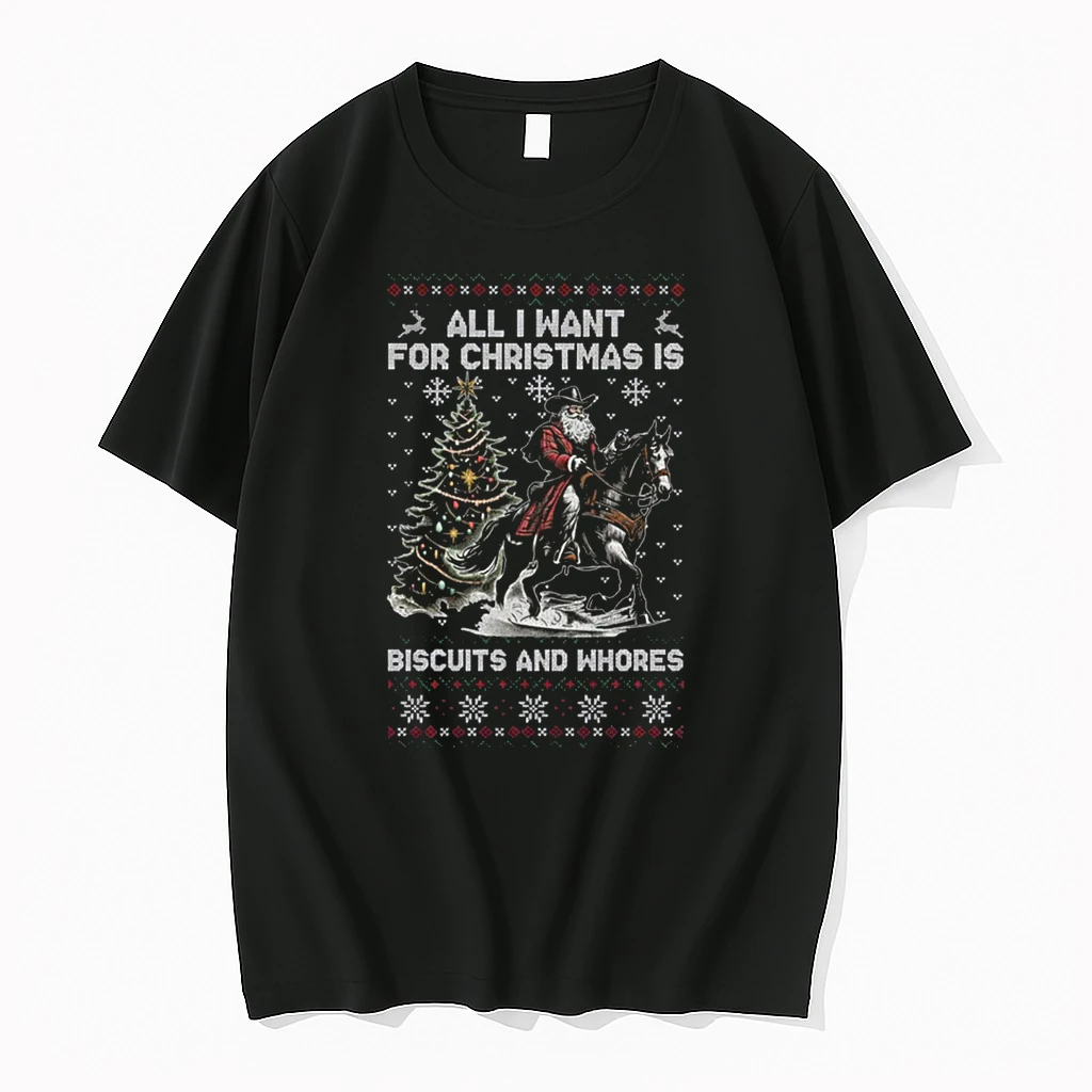 Western Cowboy Biscuits And Whores Santa Vintage Horse Quote Shirts