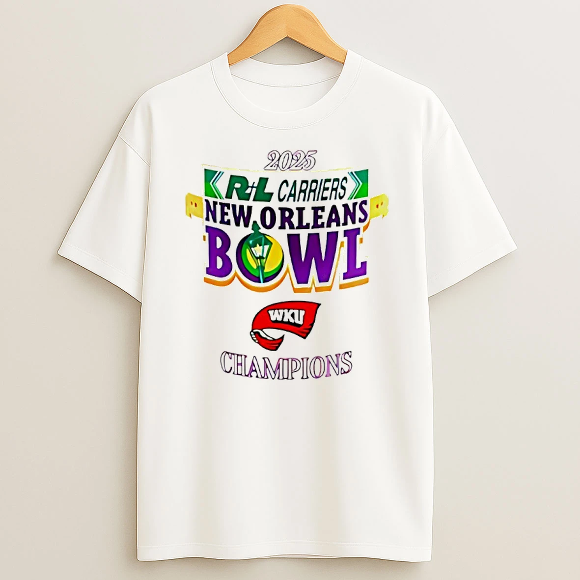 Western Kentucky 2025 New Orleans Bowl Champions Logo Shirts