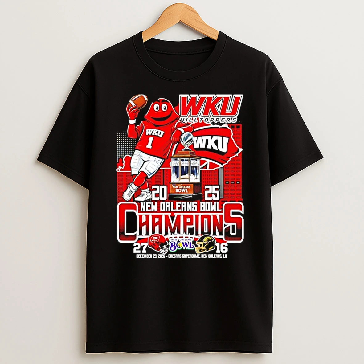 Western Kentucky Hilltoppers 2025 New Orleans Bowl Champions City Skyline Shirts