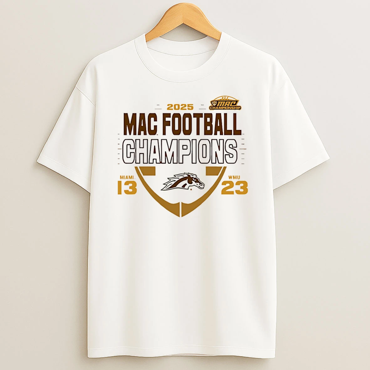 Western Michigan Broncos 2025 Mac Football Champions 13 23 Score Shirts