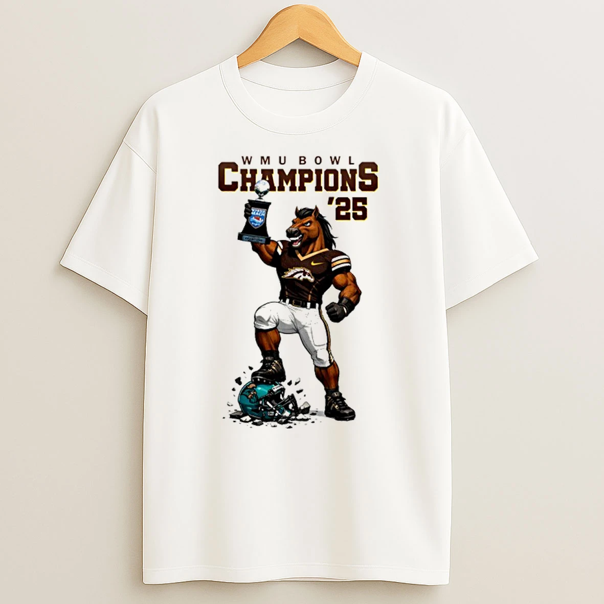 Western Michigan Broncos Myrtle Beach Bowl Champions 2025 Football Mascot Shirts