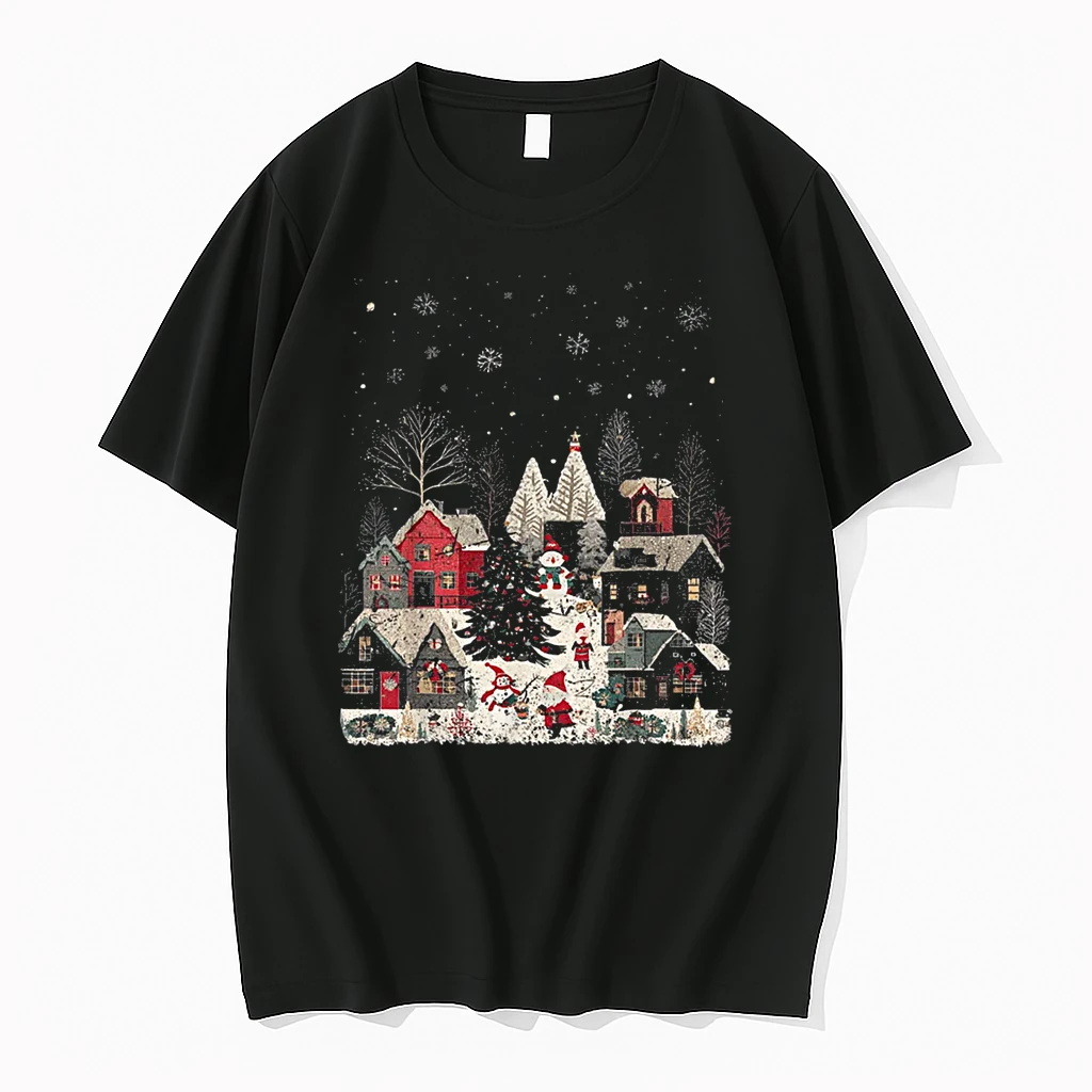 Winter Fashion Xmas Holiday Vacation Merry Christmas Village Shirts