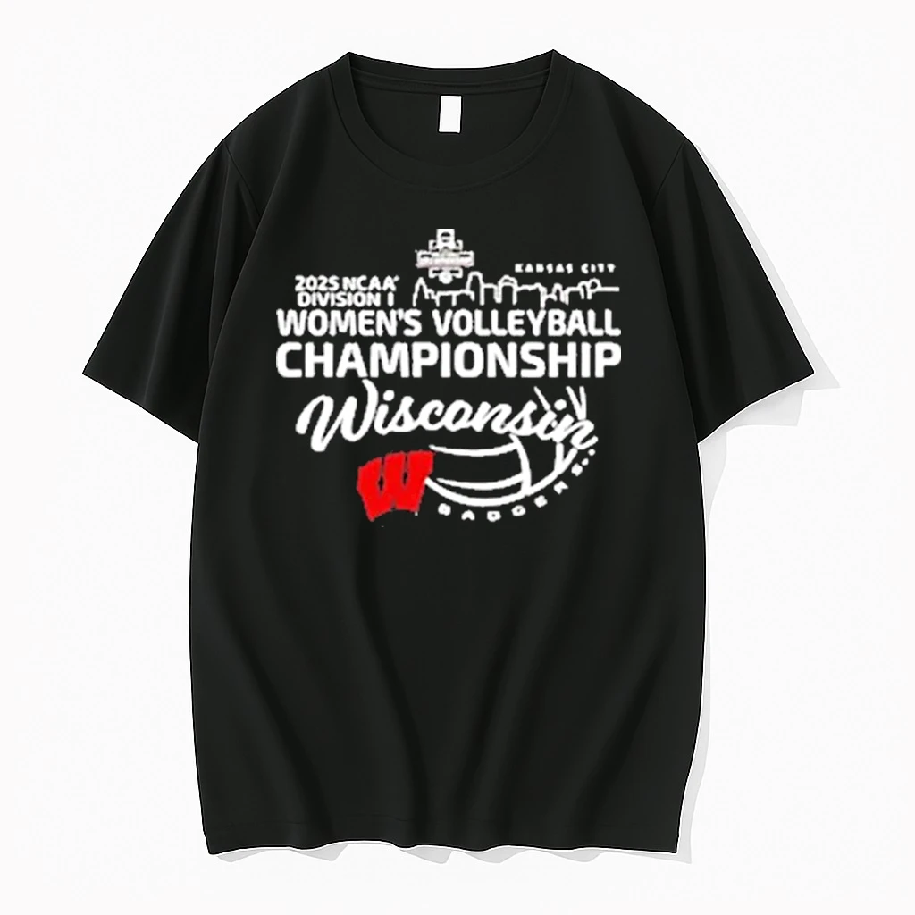 Wisconsin Badgers Womens Volleyball Champions 2025 Ncaa Division I Kansas City Skyline Shirts