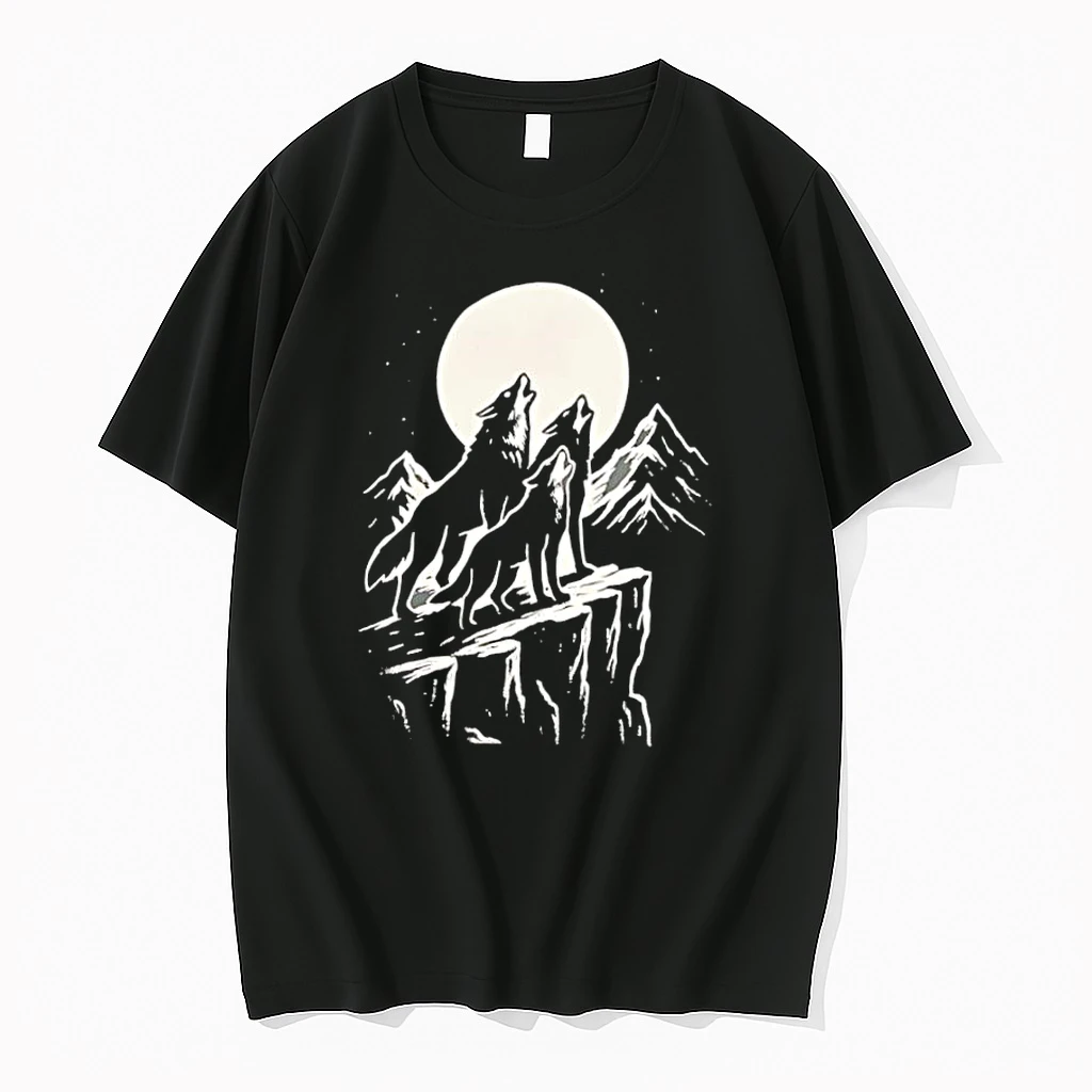 Wolves Howling In The Moonlight Black White Shirts