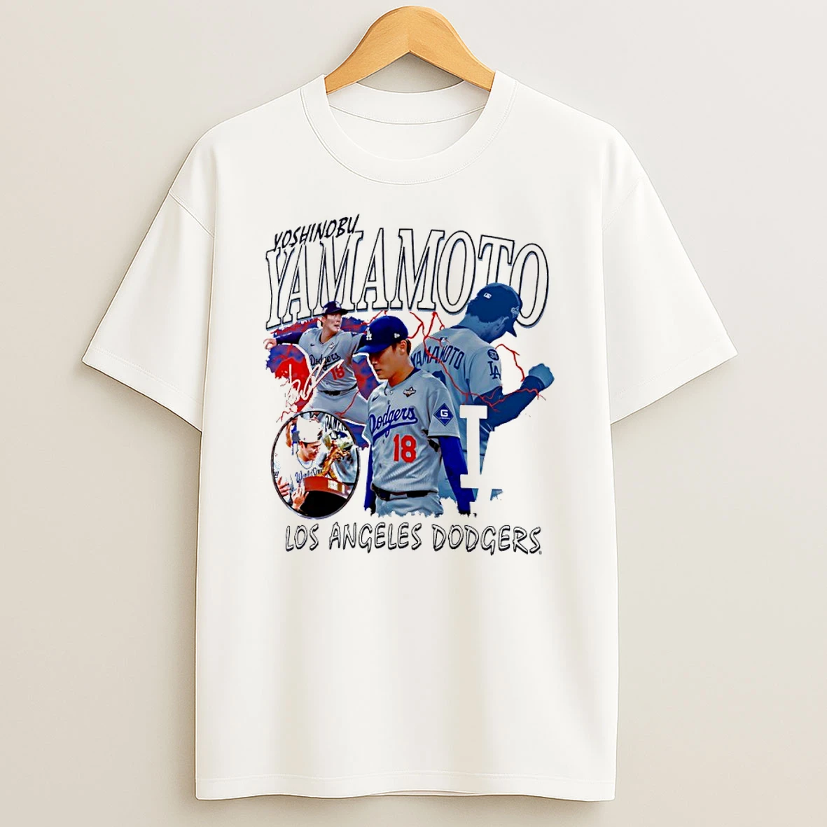 Yoshinobu Yamamoto Los Angeles Dodgers Montage Player Signature Shirts