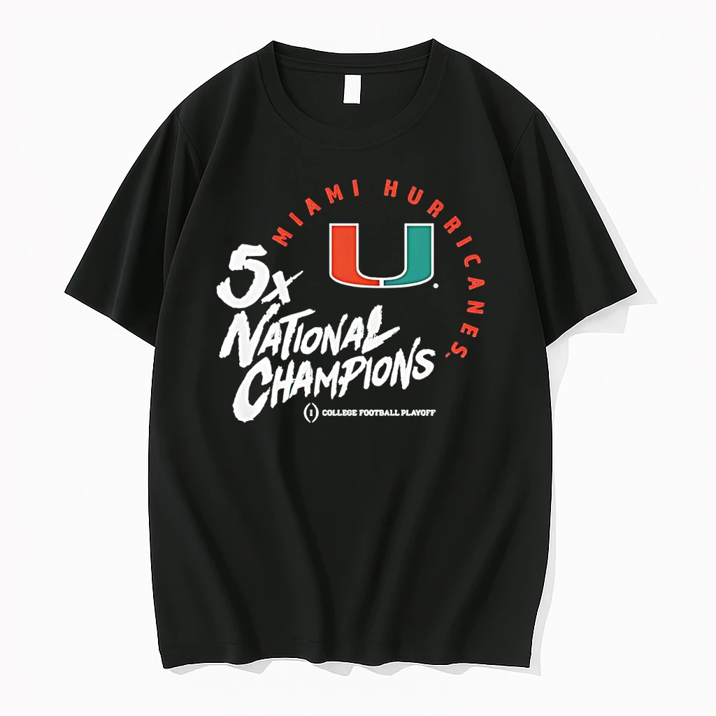 Whatwillwear 20251222_103924 47_miami Hurricanes Ncaa 2025 Cfp Five Time National Champions Logo Shirts