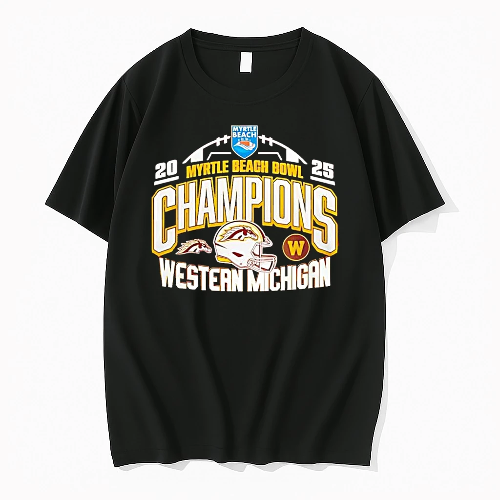 Whatwillwear 20251222_103924 47_western Michigan Broncos Ncaa 2025 Myrtle Beach Bowl Champions Helmet Shirts