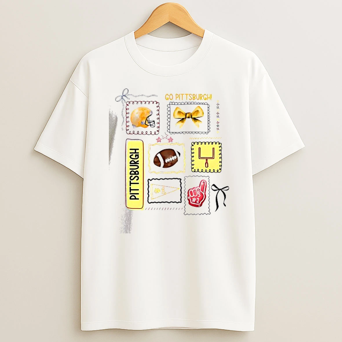 Whatwillwear Dalatshirt 20251210_133224 71_go Pittsburgh Football Helmet Bow 1 Fan Graphic Team Spirit Shirts
