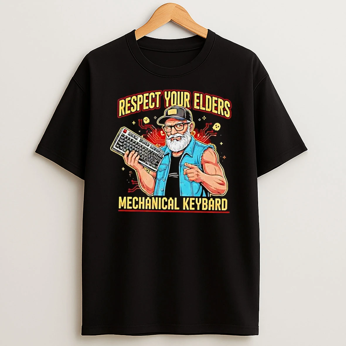 Whatwillwear Dalatshirt 20251219_174820 82_respect Your Elders Mechanical Keyboard Funny Gamer Tech Shirts